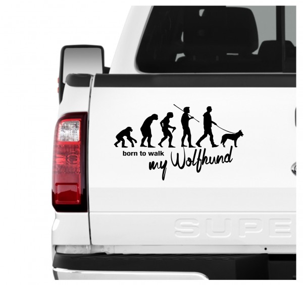 Wolfhound Wolf Wolfhund Saarloos Tschechoslowakischer Wolfdog Evolution Born to Walk Hunde Aufkleber Sticker Autoaufkleber Wandtattoo Tattoo