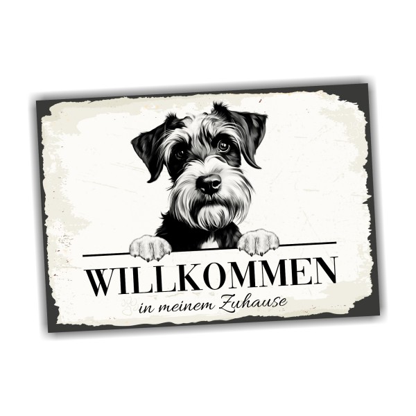 Hundeschild Willkommen Zuhause Schnauzer Schild Achtung Spruch
