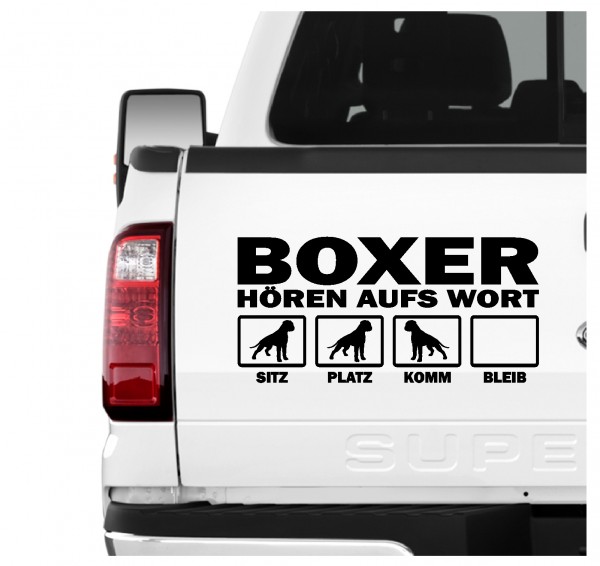 Boxer deutscher german Dog Hört aufs Wort Hunde Aufkleber Sticker Autoaufkleber