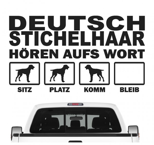 Deutsch Stichelhaar DS Vorstehhund German Pointer Jagdhund Jäger Hört aufs Wort Hunde Aufkleber Sticker Autoaufkleber