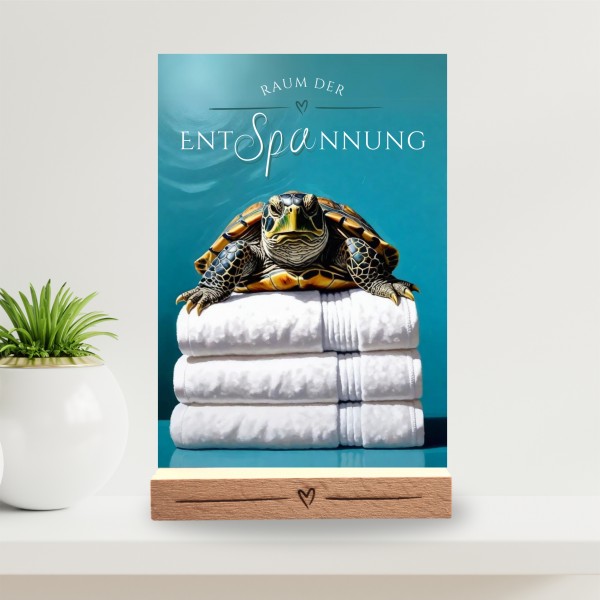 Schildkröte Schild Wellness Handtuch Entspannung Schild Spruch