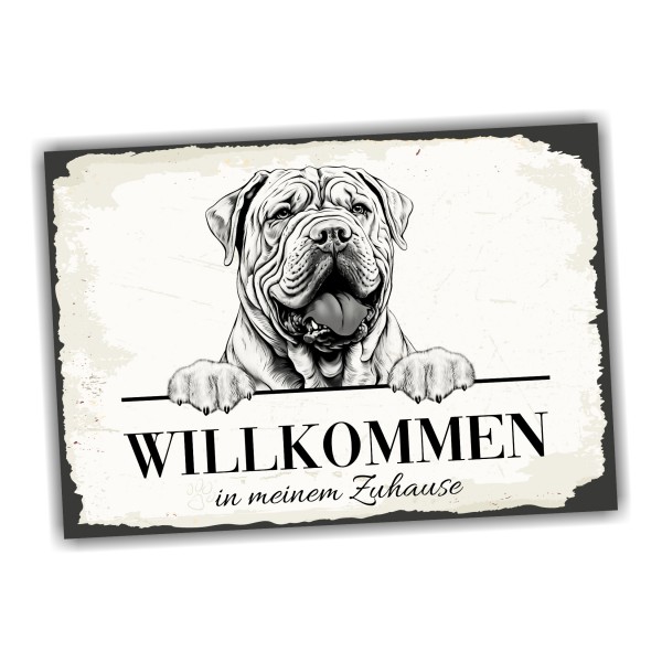 Hundeschild Willkommen Zuhause Shar Pei Faltenhund Schild Achtung