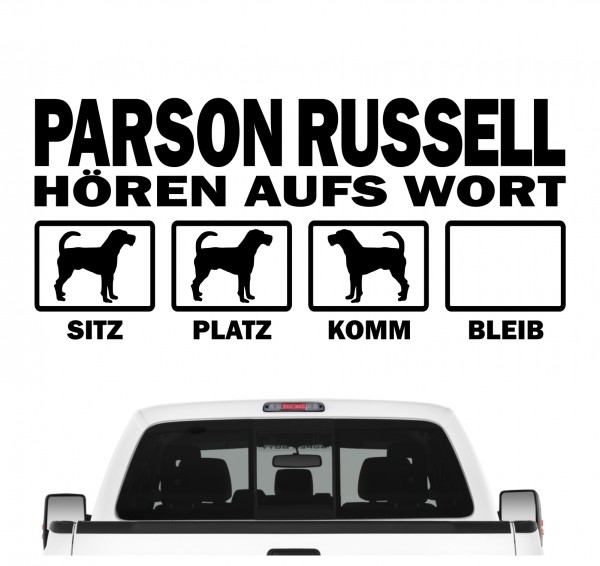 Parson Russell Terrier PRT Jack Russel Hört aufs Wort Hunde Aufkleber Sticker Autoaufkleber Wandtattoo Tattoo