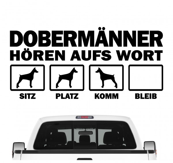 Dobermann Dobi Dobie Doberman Pinscher Hört aufs Wort Hunde Aufkleber Sticker Autoaufkleber