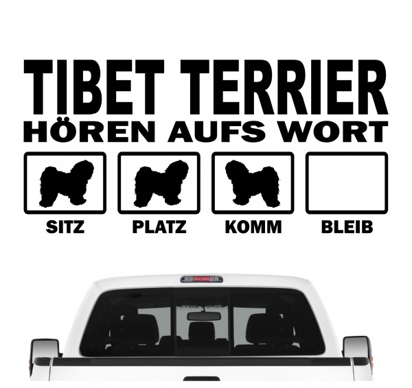 Tibet Terrier Tibetan Terrier Tsang Apso Hört aufs Wort Hunde Aufkleber Sticker Autoaufkleber Wandtattoo Tattoo