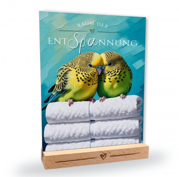 Wellensittich Schild Wellness Handtuch Entspannung Schild Spruch