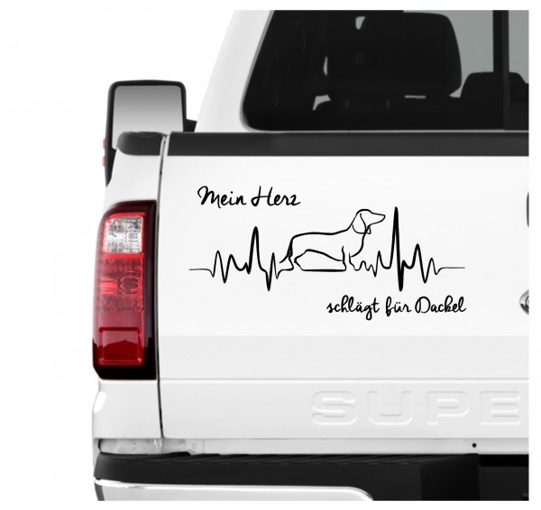 Dackel Teckel Dachshund Wiener Dog Hundeaufkleber Herz AUTOAUFKLEBER Hunde HEARTBEAT EKG by SIVIWONDER