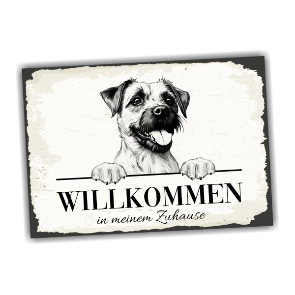 Hundeschild Willkommen Zuhause Border Terrier Schild Achtung Spruch