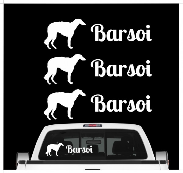Barsoi Borzoi Russischer Windhund Russian Wolfhound Dog 3er Set AUTOAUFKLEBER Aufkleber Hunde Hundemotiv by SIVIWONDER