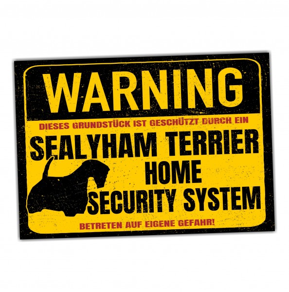 Schild Sealyham Terrier Warning Security System Türschild Hundeschild Warnschild Hund