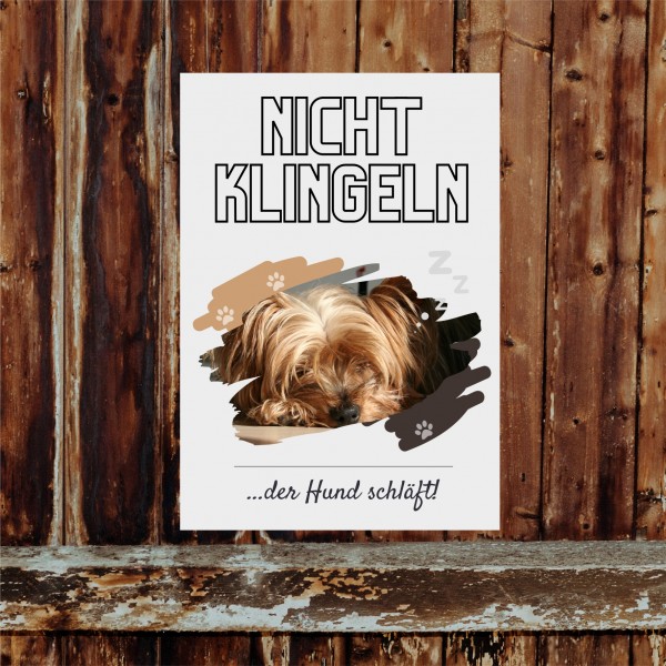 Yorkshire Terrier Yorkie Hund nicht klingeln schlafen Schild Dog Hund Spruch Türschild Hundeschild Wall Art Gefährte