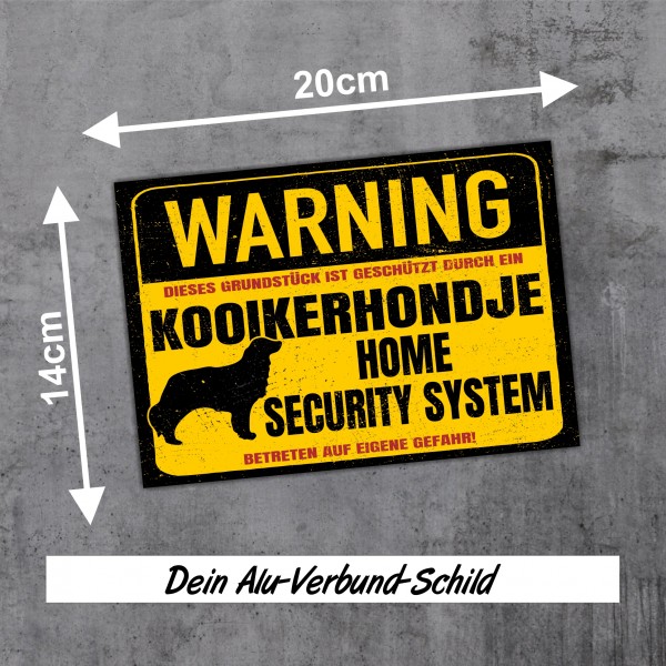 Kooikerhondje Schild Warning Security System Türschild Hundeschild Warnschild Hund Kooiker