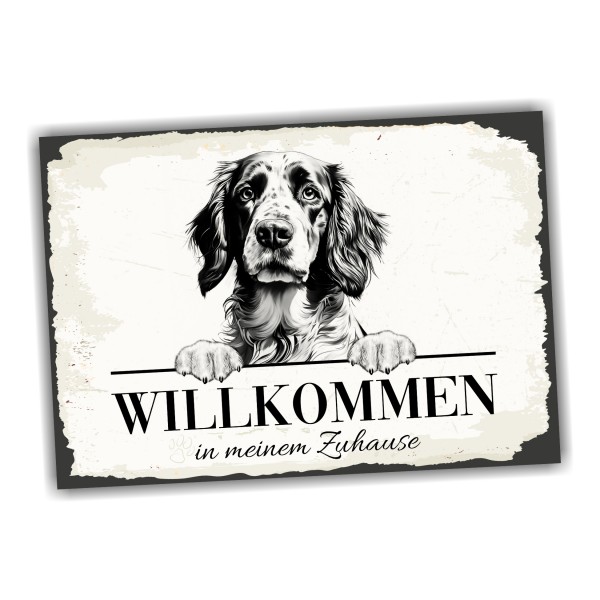 Hundeschild Willkommen Zuhause English Setter Schild Achtung Spruch