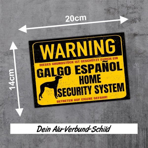 Galgo Espanol Schild Warning Security System Türschild Hundeschild Warnschild Schild Hund