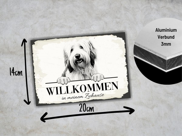Hundeschild Willkommen Zuhause Bobtail Schild Achtung Spruch