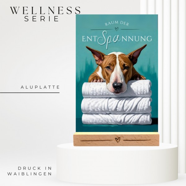 Hundeschild Deko Badezimmer Wellness Bullterrier Bully Schild Spruch