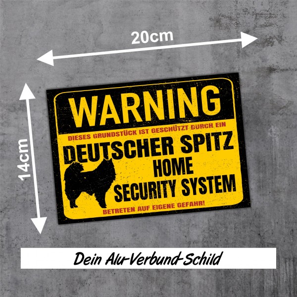 Deutscher Spitz Spitze Dog Schild Warning Security System Türschild Hundeschild Warnschild