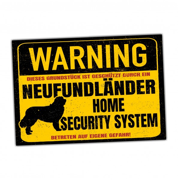 Neufundländer Schild Neufi Warning Security System Türschild Hundeschild Warnschild Hund Achtung