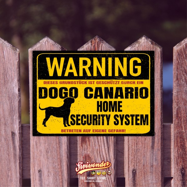 Dogo Canario Presa Dog Schild Warning Security System Türschild Hundeschild Warnschild Warnung