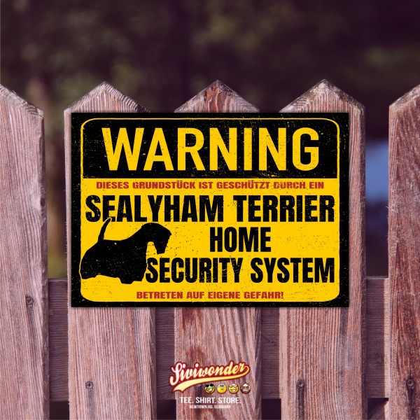 Schild Sealyham Terrier Warning Security System Türschild Hundeschild Warnschild Hund