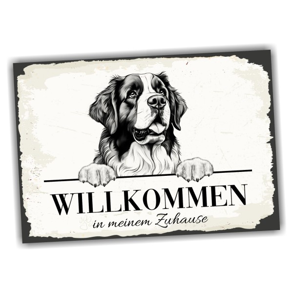Hundeschild Willkommen Zuhause Bernhardiner Schild Achtung