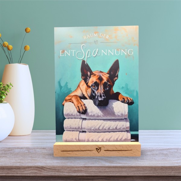 Hundeschild Deko Badezimmer Wellness Malinois Schild Achtung