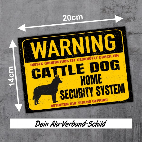 Schild Australian Cattle Dog ACD Warning Security System Türschild Hundeschild Warnschild
