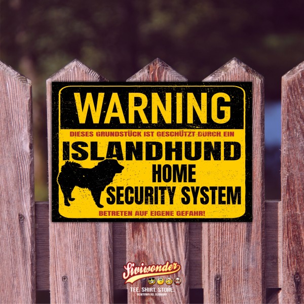 Islandhund Schild Warning Security System Türschild Hundeschild Warnschild Schild Hund Spitz