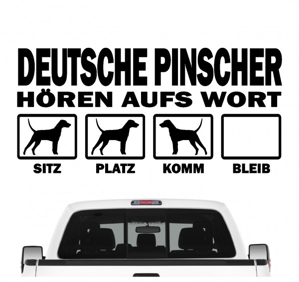 Deutscher Pinscher Hört aufs Wort Hunde Aufkleber Sticker Autoaufkleber
