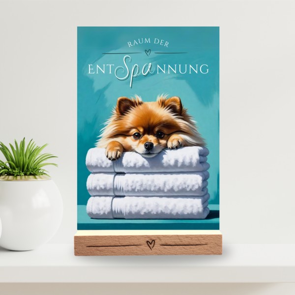 Hundeschild Deko Badezimmer Wellness Pomeranian Pom Schild Spruch