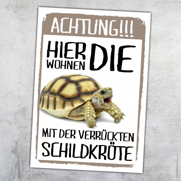 Hier wohnen die ... mit der Verrückten Schildkröte Türschild Warnschild Spruch Schild happy Design by Siviwonder