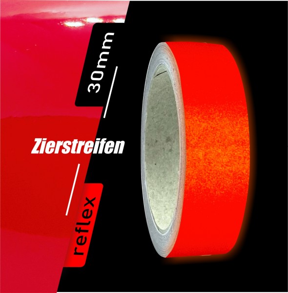 Zierstreifen reflektierend rot 30mm 10 m Länge für Auto Boot Klebeband Dekorstreifen Reflexstreifen Tuningstreifen Autofolie Siviwonder