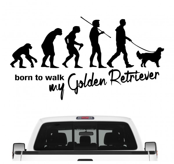 Golden Retriever Goldie Evolution Born to Walk Hunde Aufkleber Sticker Autoaufkleber Wandtattoo Tattoo