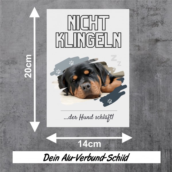 Rottweiler Rottie Rotty Rott Hund nicht klingeln schlafen Schild Dog Hund Spruch Türschild Hundeschild Wall Art Gefährte