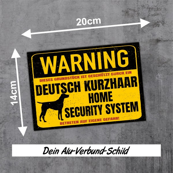 Deutsch Kurzhaar DK Dog Schild Warning Security System Türschild Hundeschild Warnschild Jagd