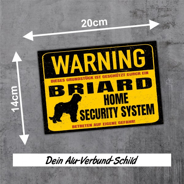Briard Berger de Brie Dog Schild Warning Security System Türschild Hundeschild Warnschild
