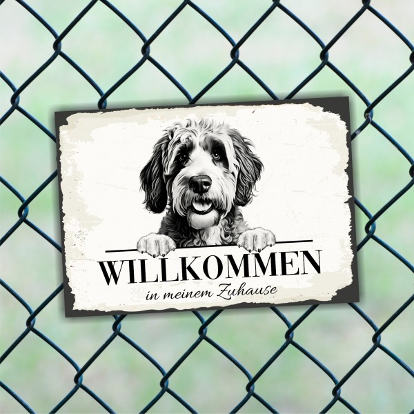 Hundeschild Willkommen Zuhause Portugiesischer Wasserhund Schild Achtung Spruch
