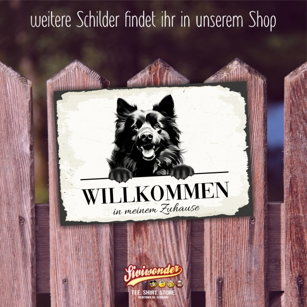 Hundeschild Willkommen Zuhause Schwedischer Lapphund Spitz Schild Achtung Spruch