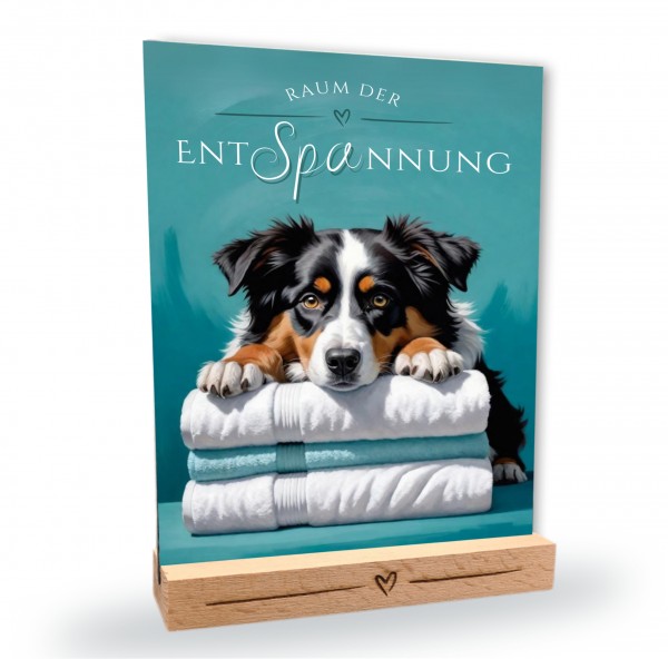 Hundeschild Deko Badezimmer Wellness Australian Shepherd Schild