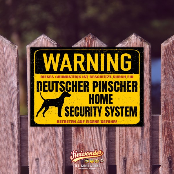 Deutscher Pinscher Dog Schild Warning Security System Türschild Hundeschild Warnschild