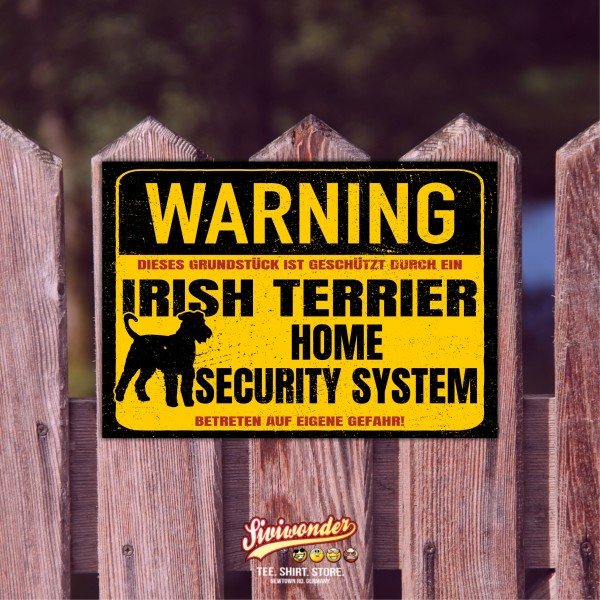 Irish Terrier Schild Warning Security System Türschild Hundeschild Warnschild Schild Hund Warnung