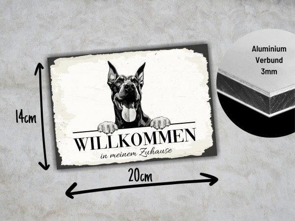 Hundeschild Willkommen Zuhause Dobermann Dobi Schild Achtung Spruch