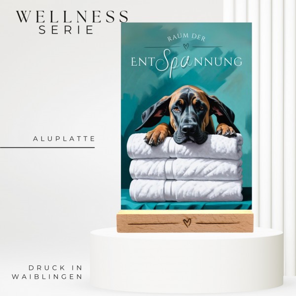 Hundeschild Deko Badezimmer Wellness Dogge deutsche Schild Spruch
