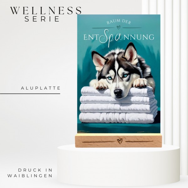 Hundeschild Deko Badezimmer Wellness Husky Siberian Schild Spruch
