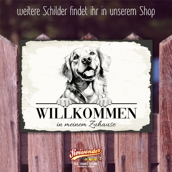 Hundeschild Willkommen Zuhause Golden Retriever Goldie Schild