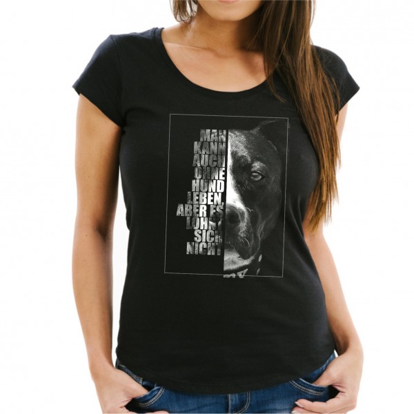 Staffordshire Bullterrier Damen T-Shirt Face Hundemotiv Staffi