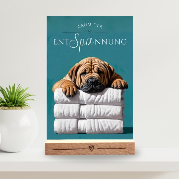 Hundeschild Deko Badezimmer Wellness Shar Pei Faltenhundd Schild Spruch