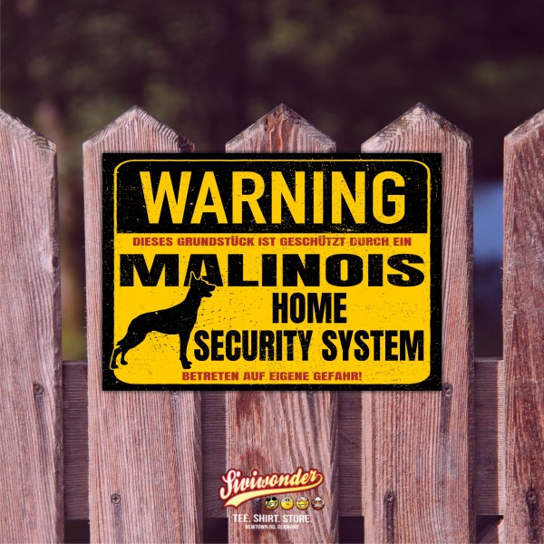 Malinois Belgian Mali Schild Warning Security System Türschild Hundeschild Warnschild Hund Achtung