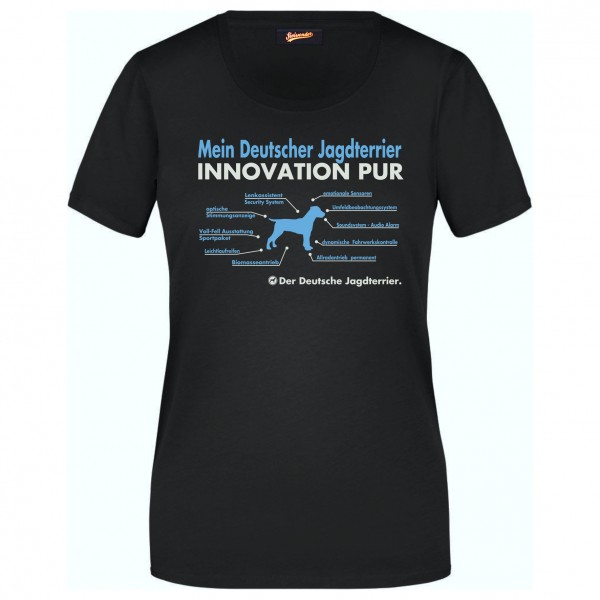 Deutscher Jagdterrier Damen T-Shirt Innovation Hundemotiv Jagd Terrier Schwarz