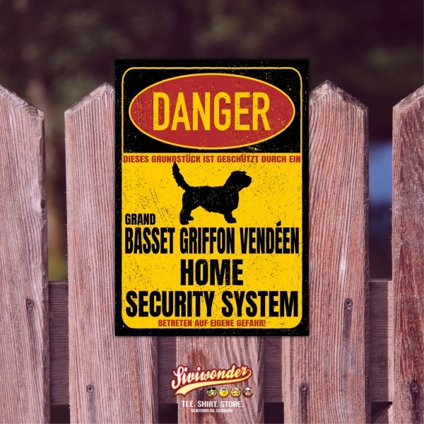 Grand Basset Griffon Vendéen Dog Türschild Danger Security System Warnschild Hund Schilder Hundeschild happy Design by Siviwonder